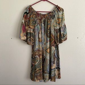 Umgee off shoulder paisley peasant dress large